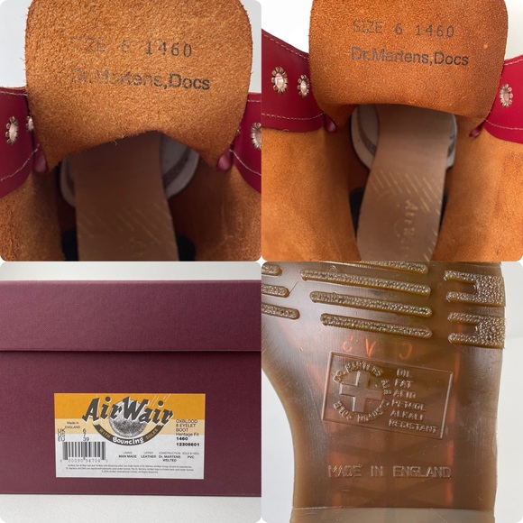 Dr. Martens Oxblood Red Quilon Leather 1460 England Lace Up Boots UK 6 - Picture 13 of 16